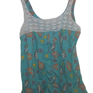 DECREE lace macrame top floral print size medium